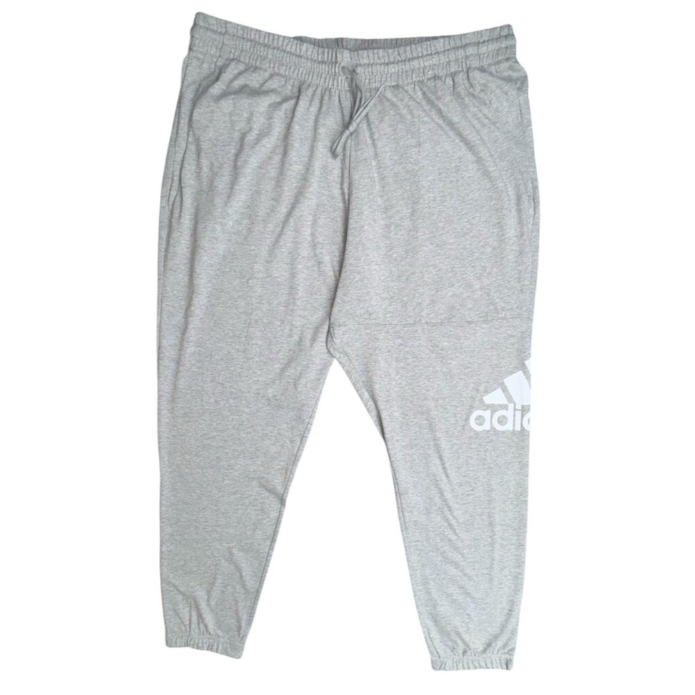 Adidas Mens 2XL Jogger Track Pants Grey Essentials Logo Tapered Gray New